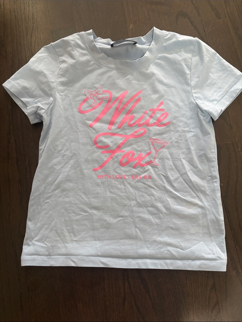 White Fox Boutique White Tee with Neon Pink Logo